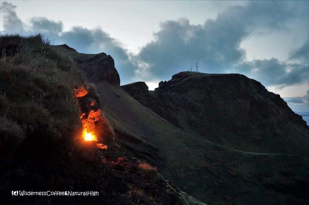 Black Rock & Klif Black Rock and Klif candle, Vestmannaeyar, Iceland.