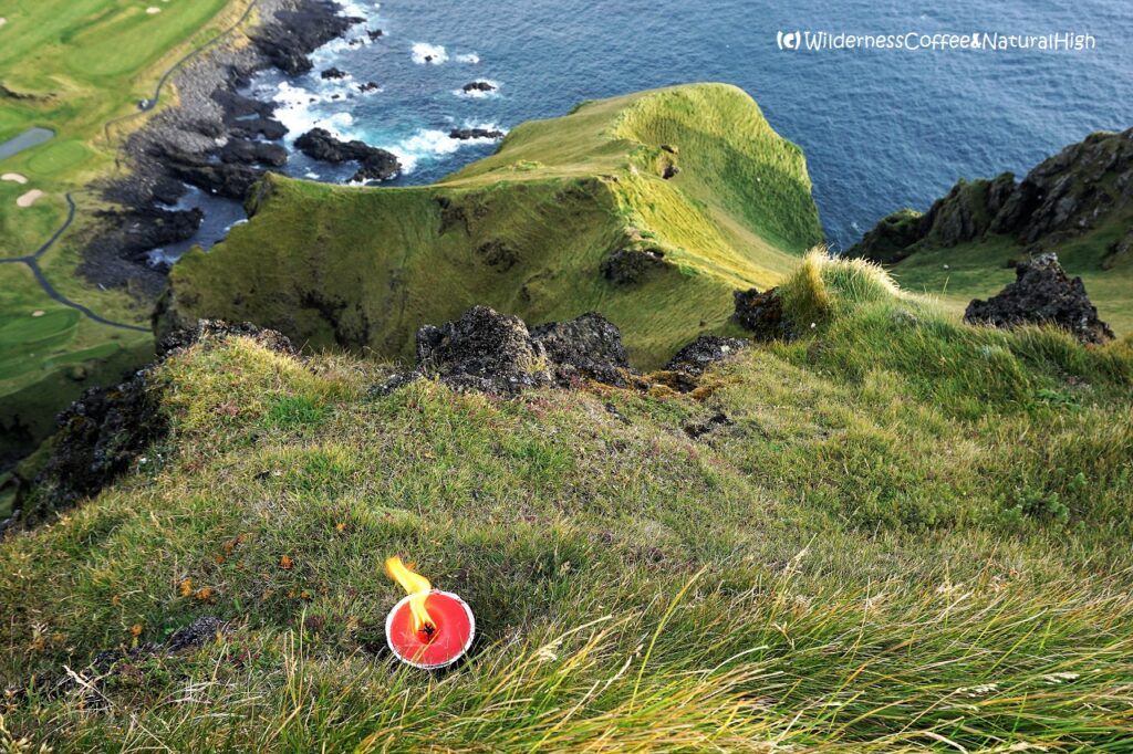 Candle above the Elephant Rock on Blátindur Candle above the Elephant Rock, Vestmannaeyjar.