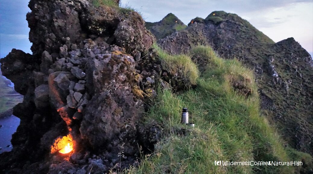 Candles on mountains, Vestmannaeyjar, Iceland.
