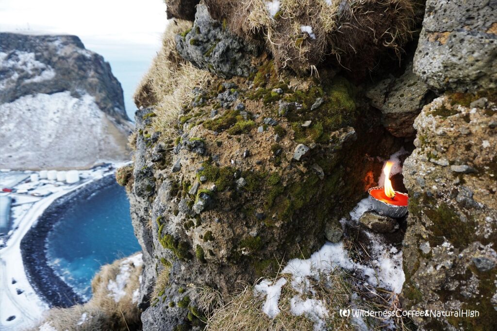Candle on Heimaklettur, Vestmannaeyjar, Iceland.