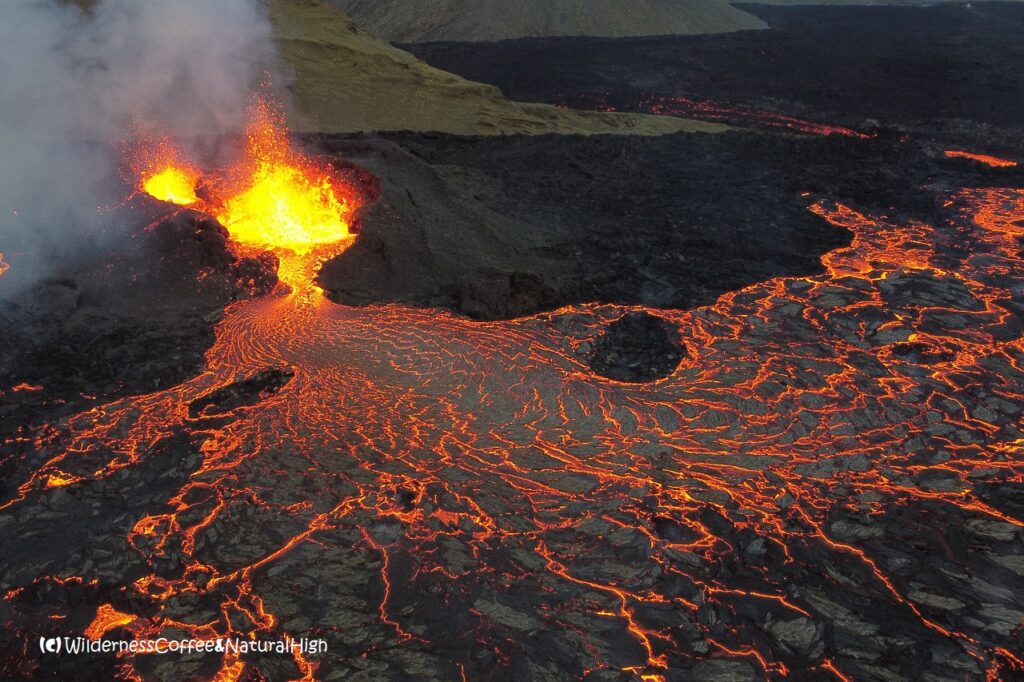 Drone view of Meradalir volcano Drone view of Meradalir volcano, Fagradalsfjall Fires, Iceland.