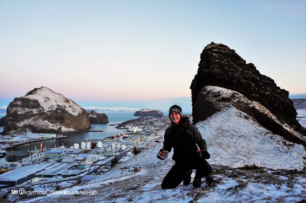 Candle-lighting on the Pointy Black Rock Pointy Black Rock, Vestmannaeyjar, Iceland.