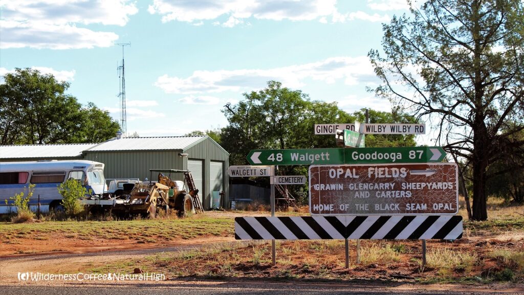 Signpost to the opal fields of Lightning Ridge, New South Wales, Australia.