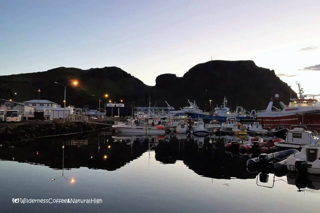 Translucent midnight dusk at Heimaey harbour Translucent midnight dusk at Heimaey harbour, Vestmannaeyjar, Iceland.