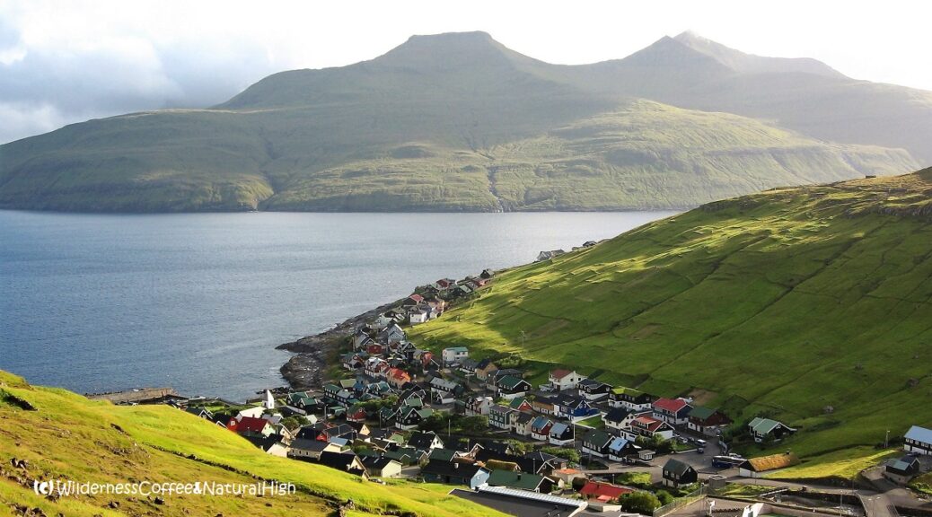 View from Kvívík to Vágar island, Faroe Islands.