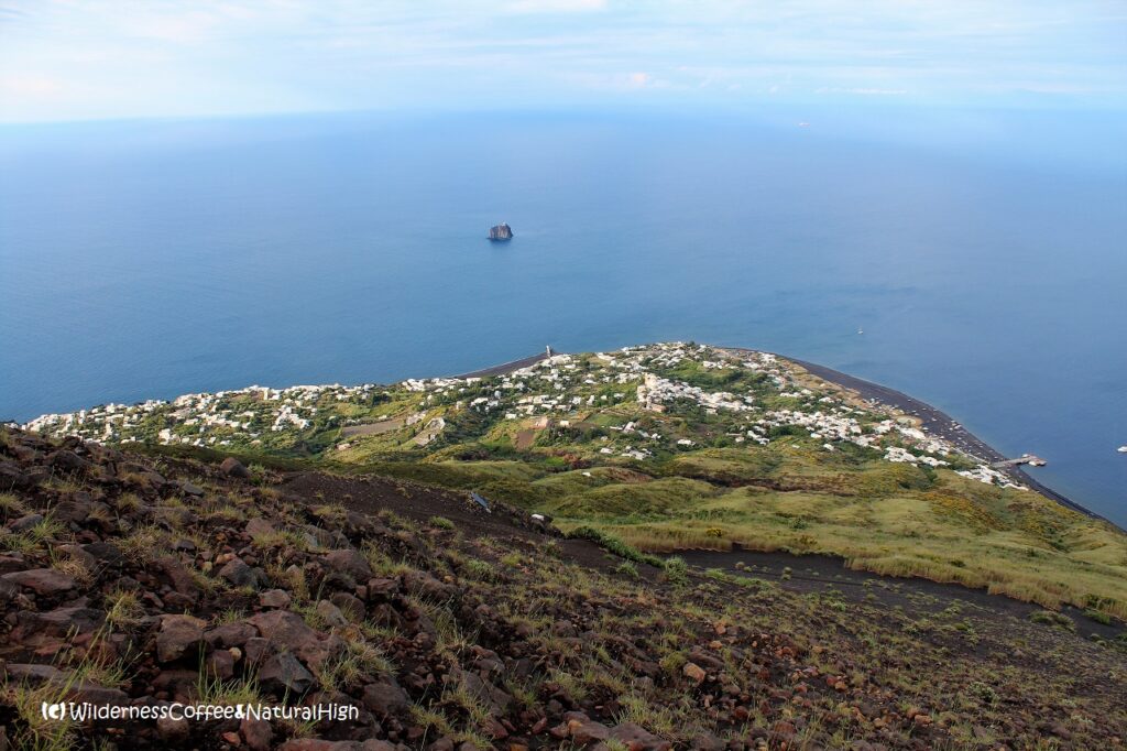 View to Stromboli village View to Stromboli village from the slopes of Stromboli.