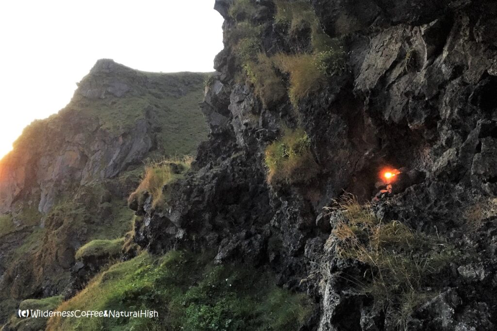 Candles on the mountain side, Heimaey, Vestmannaeyjar, Iceland.