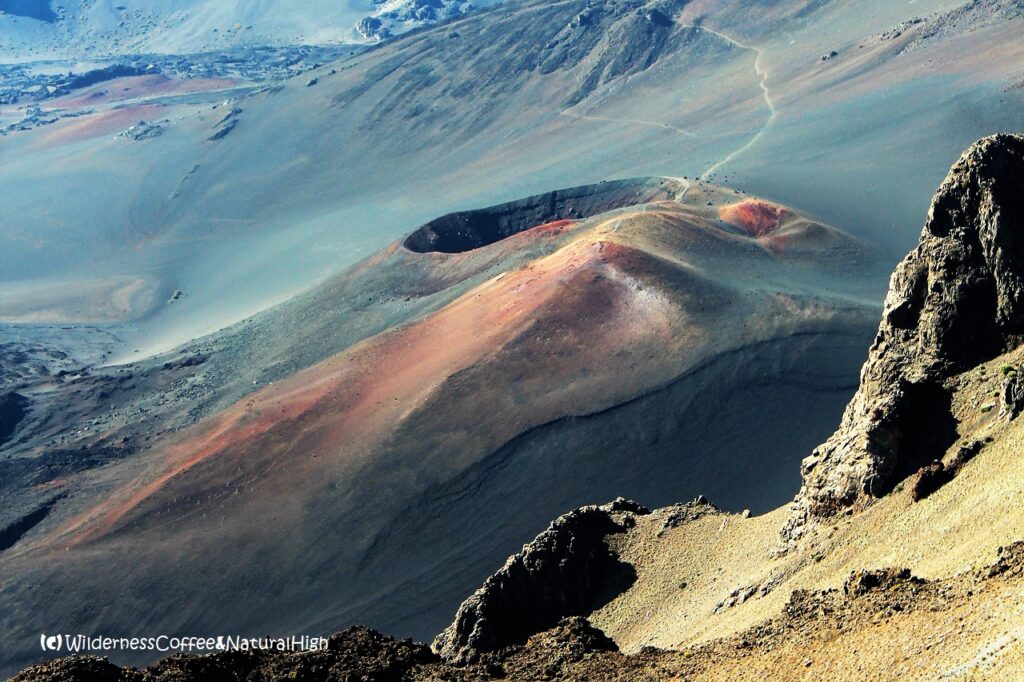 Painted craters Crater at the Ko’olau Gap caldera on Mount Haleakala, Maui, Hawaii.