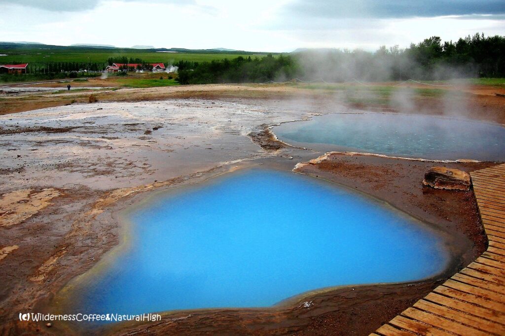 Hallucinating blue ponds, Geysir, Golden Circle, Iceland.