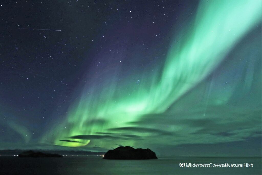 Northern lights erupting from Eyjafjallajökull, Iceland.