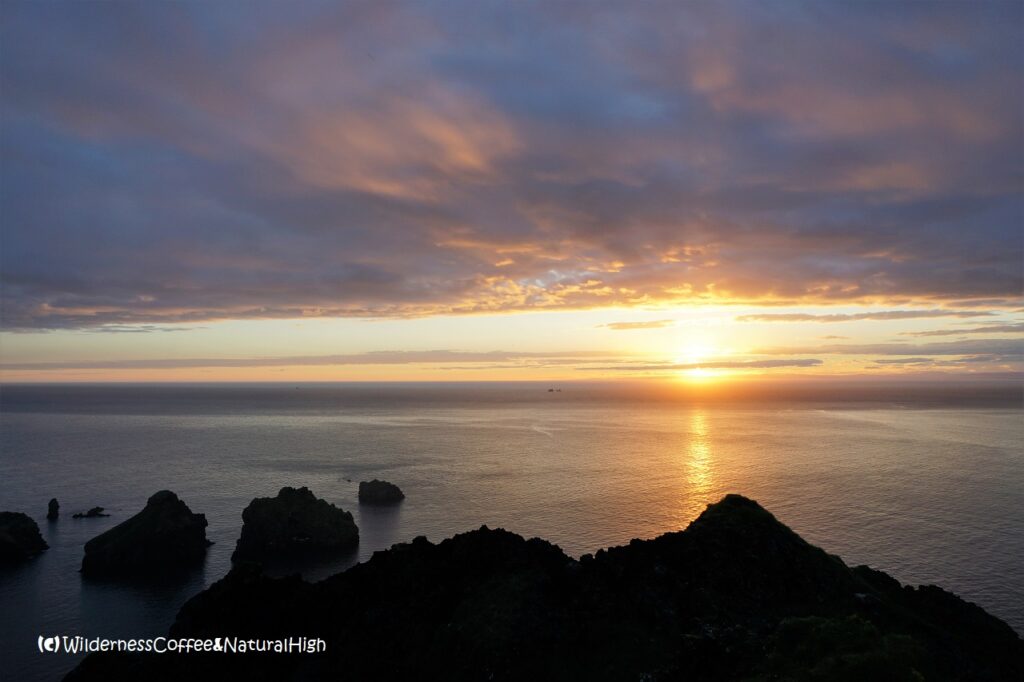 Sunset from the top Sunset from the top of Blátindur, Vestmannaeyjar, Iceland.