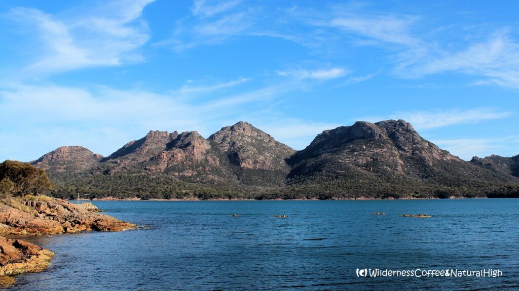 The Hazards and Mount Amos, Coles Bay, Tasmania, Australia.