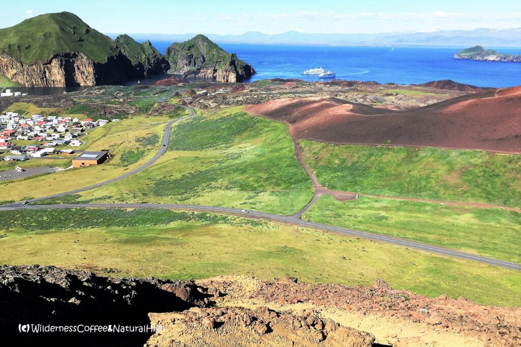 View from Helgafell volcano, Heimaey, Vestmannaeyjar, Iceland.