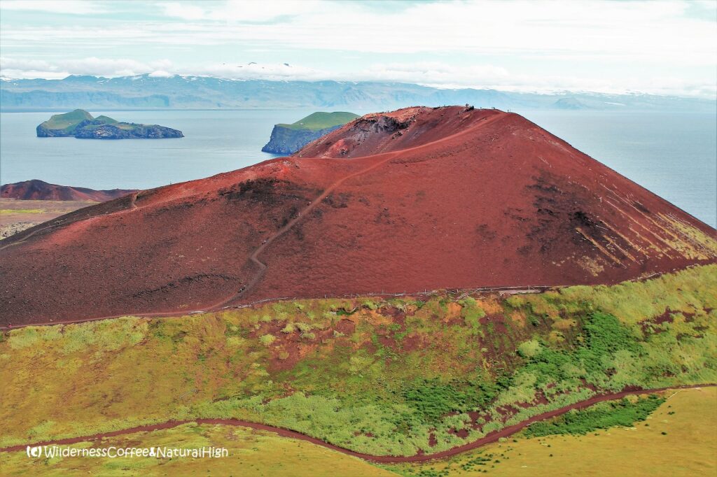 View to Eldfell volcano, Heimaey, Vestmannaeyjar, Iceland.
