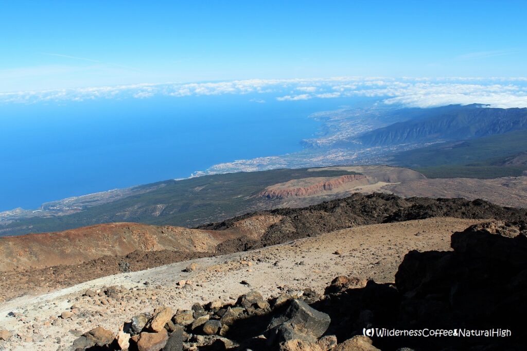 View to the Tenerife coastline View to the coast from Teide, Tenerife, Canary Islands.