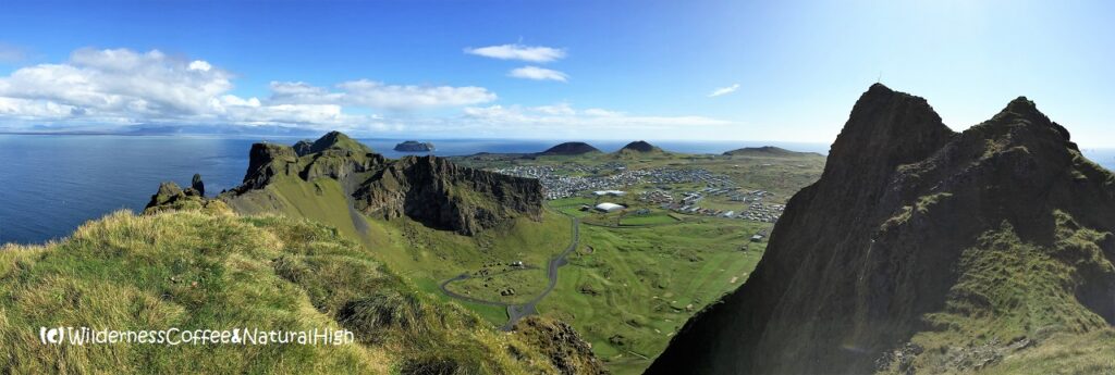 Herjólfsdalur panorama Herjólfsdalur panorama from Blátindur, Heimaey, Vestmannaeyjar, Iceland.