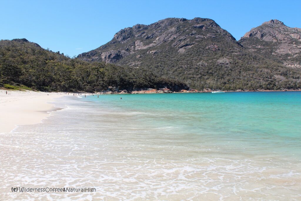 The beach at Wineglass Bay The beach at Wineglass Bay, Freycinet Peninsula, Tasmania, Australia.