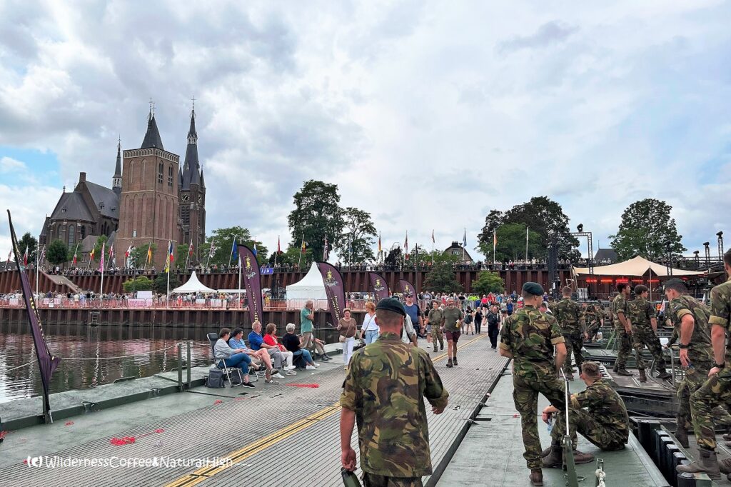 Cuijk pontoon bridge, Vierdaagse Nijmegen, The Netherlands.