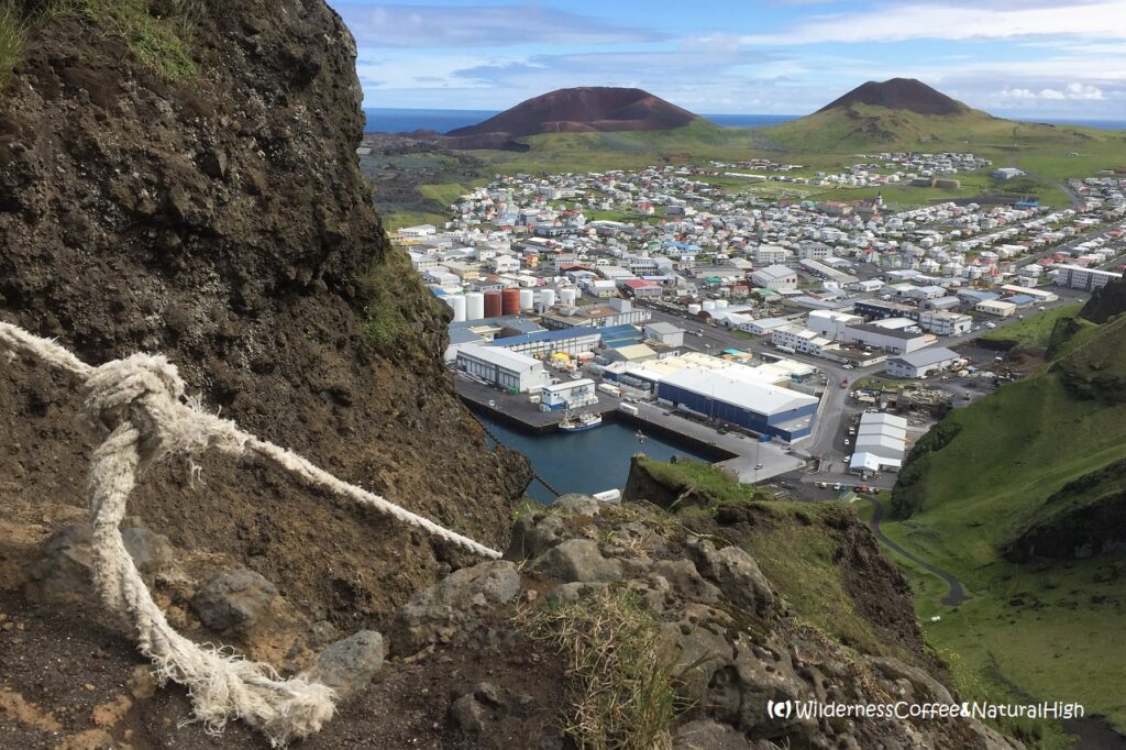 View over Heimaey harbour Heimaey harbour view, Vestmannaeyjar, Iceland.