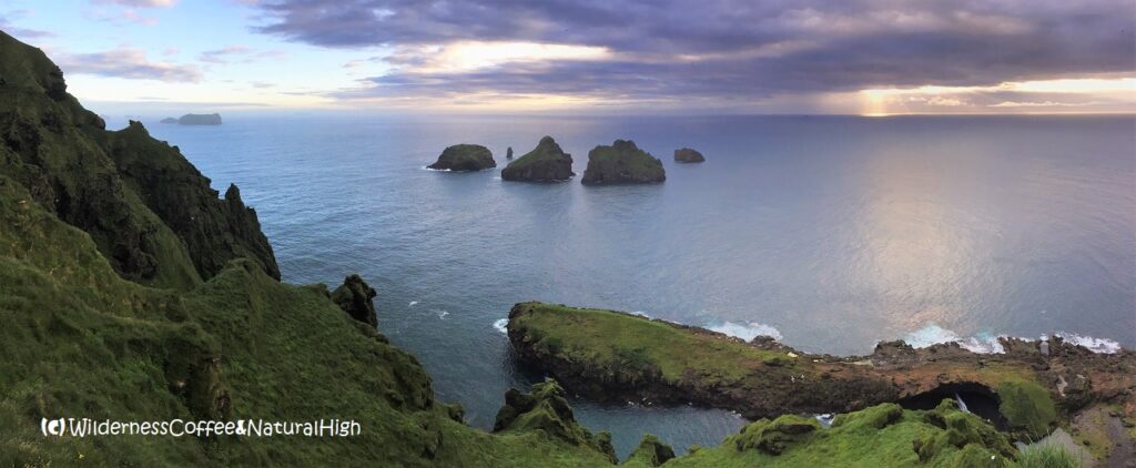 Stafsnes peninsula and Smáeyjar, Heimaey, Vestmannaeyjar, Iceland.