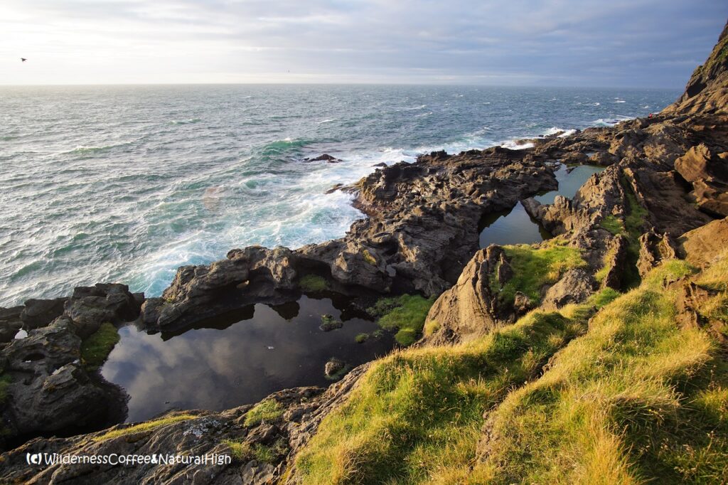Stafsnes coastline and tidal pools, Vestmannaeyjar, Iceland.