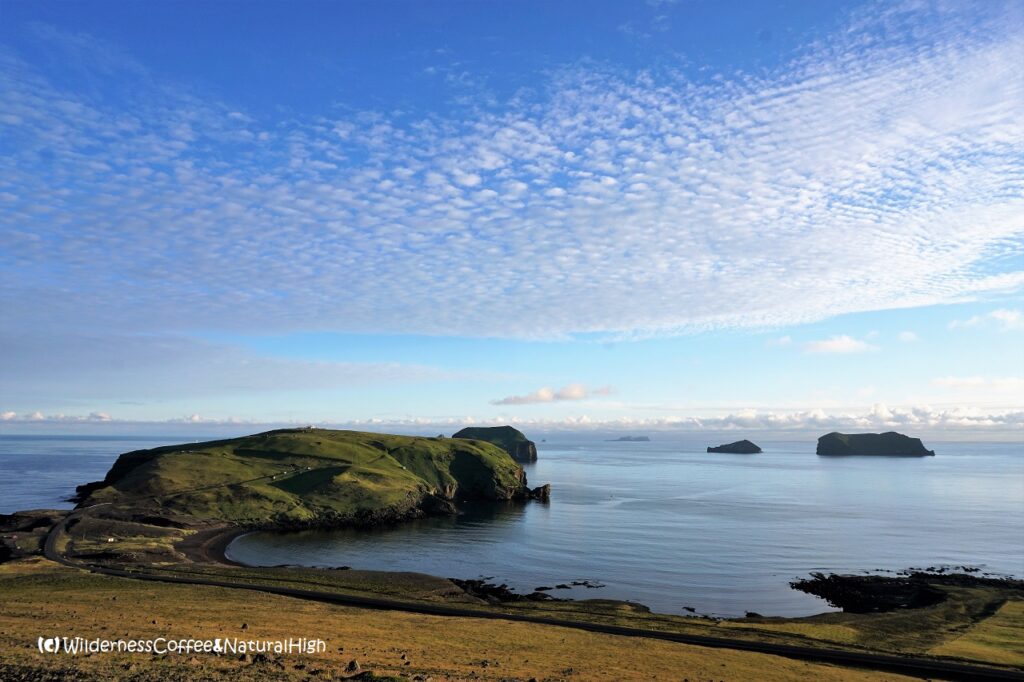 View to Stórhöfði and Klauf Stórhöfði coastal track and Klauf, Heimaey, Vestmannaeyjar, Iceland.