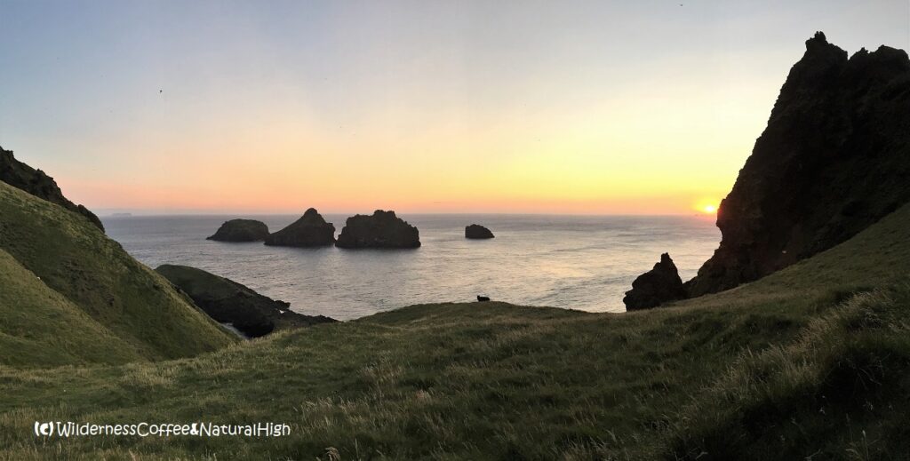Sunset on Stafsnes, Heimaey, Vestmannaeyjar, Iceland.