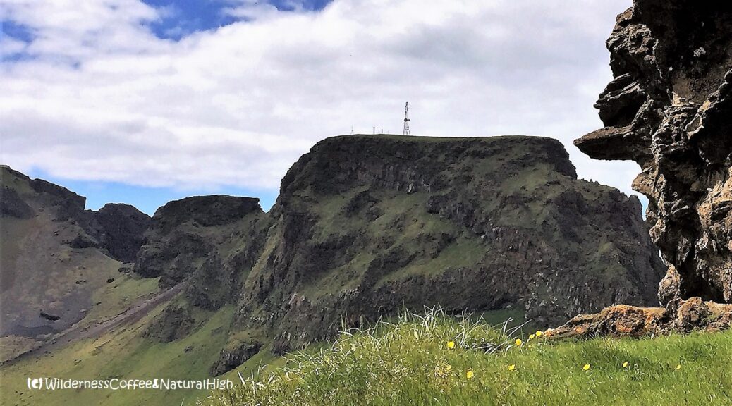 View to Klif from Heimaklettur, Heimaey, Vestmannaeyjar, Iceland.