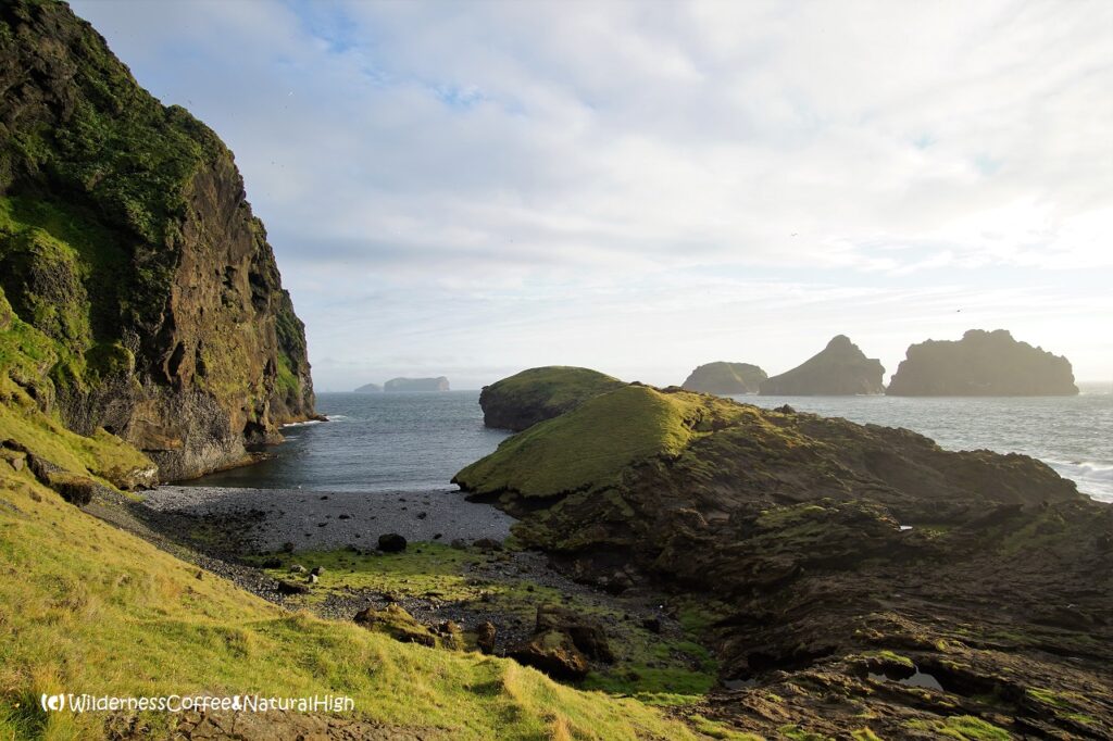 View into Stafsnes cove, Heimaey, Vestmannaeyjar, Iceland.