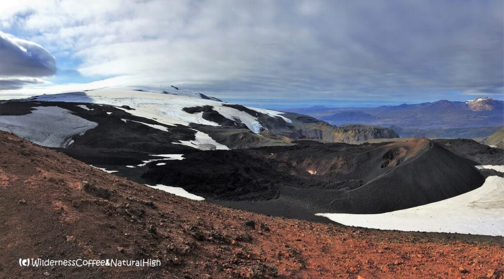 Eyjafjallajökull craters on the Fimmvörðuháls hiking route, Thórsmörk, Iceland.