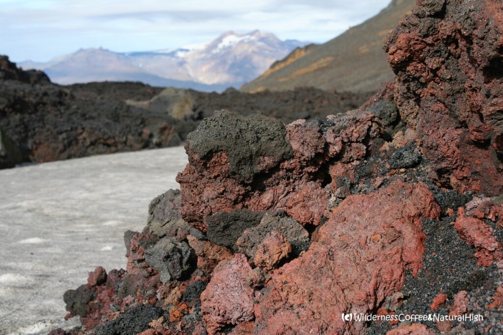 Fimmvörðuháls fissure lava Colourful Eyjafjallajökull lava, Fimmvörðuháls hike, Thórsmörk, Iceland.