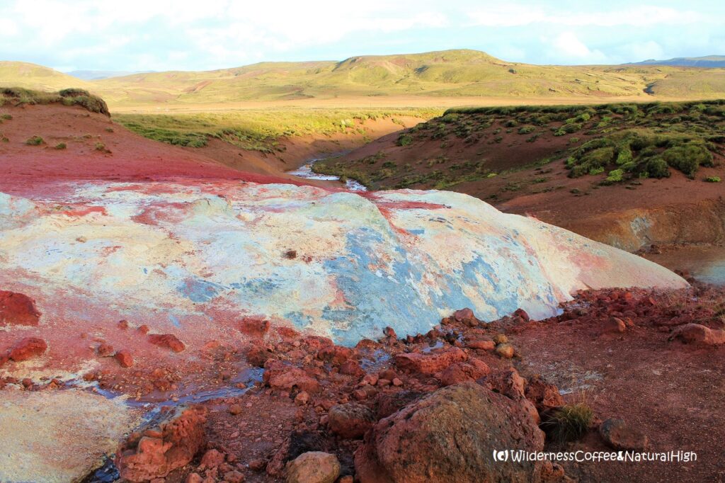 Colourful rocks and rainbow mud Krýsuvík colourful rocks and mud, Reykjanes hidden treasures, Iceland.