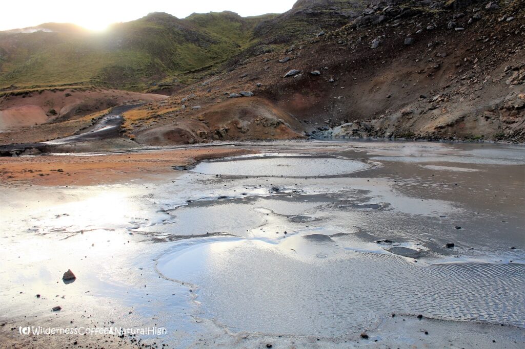 Bubbling mud pools Mud pools at Krýsuvík-Seltun, Reykjanes GeoPark, Iceland.