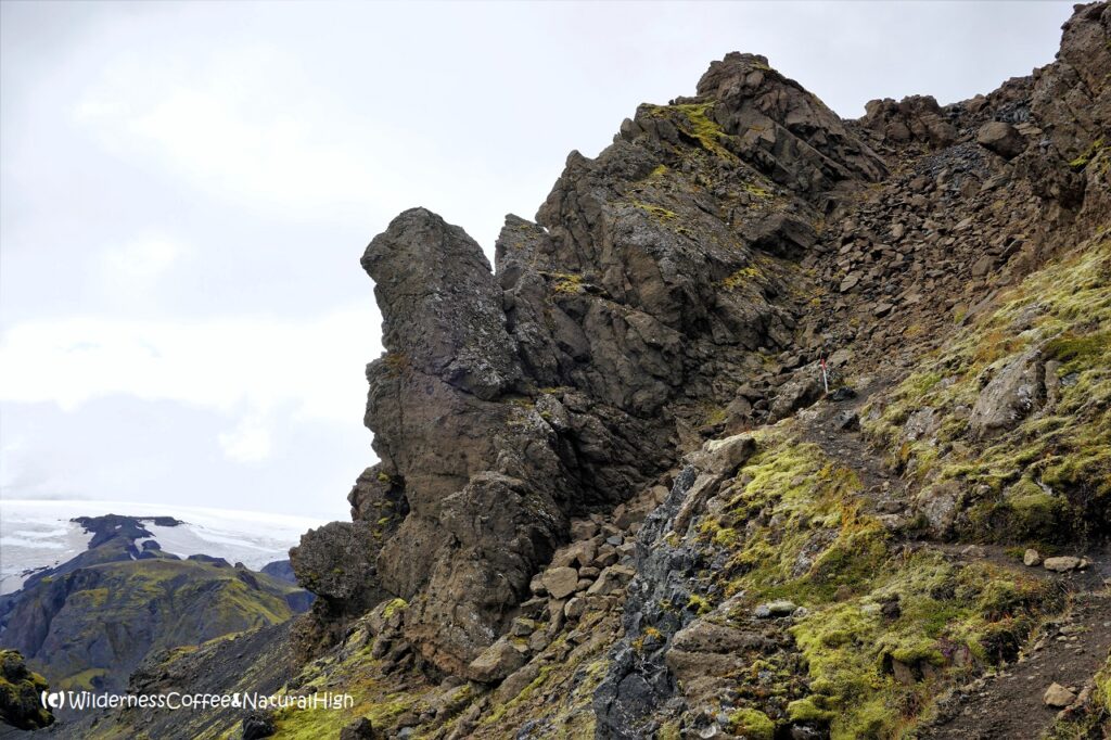 Bone-thin marker sticks... Bone-thin marker sticks, Útigönguhöfði hiking route, Thórsmörk, Iceland
