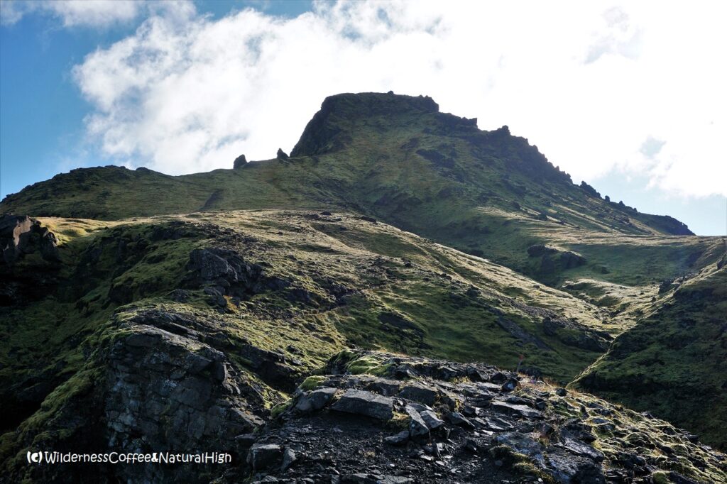 Path up to Útigönguhöfði Útigönguhöfði hiking route, Thórsmörk, Iceland.