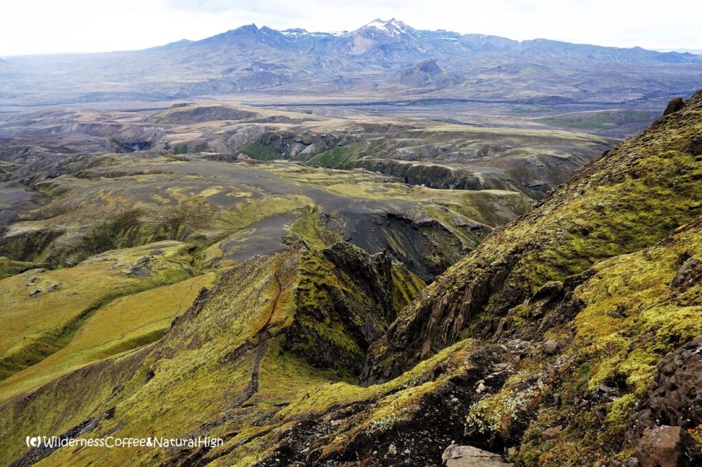 View to Tindfjöll View to Tindfjöll and path down Rjúpnafell, Thórsmörk, Iceland.