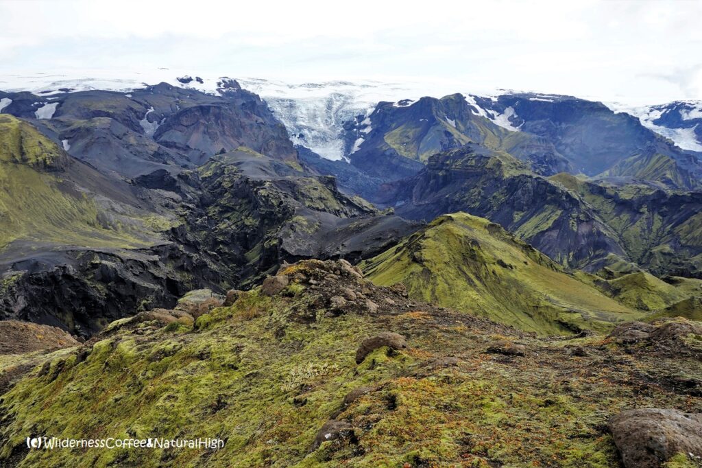 Katla glacier View to Katla from the top of Rjúpnafell, Thórsmörk, Iceland.