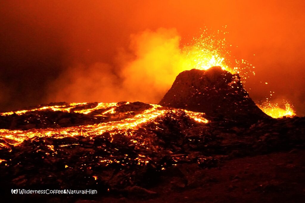 Crater and lava river, Fagradalsfjall, Iceland.