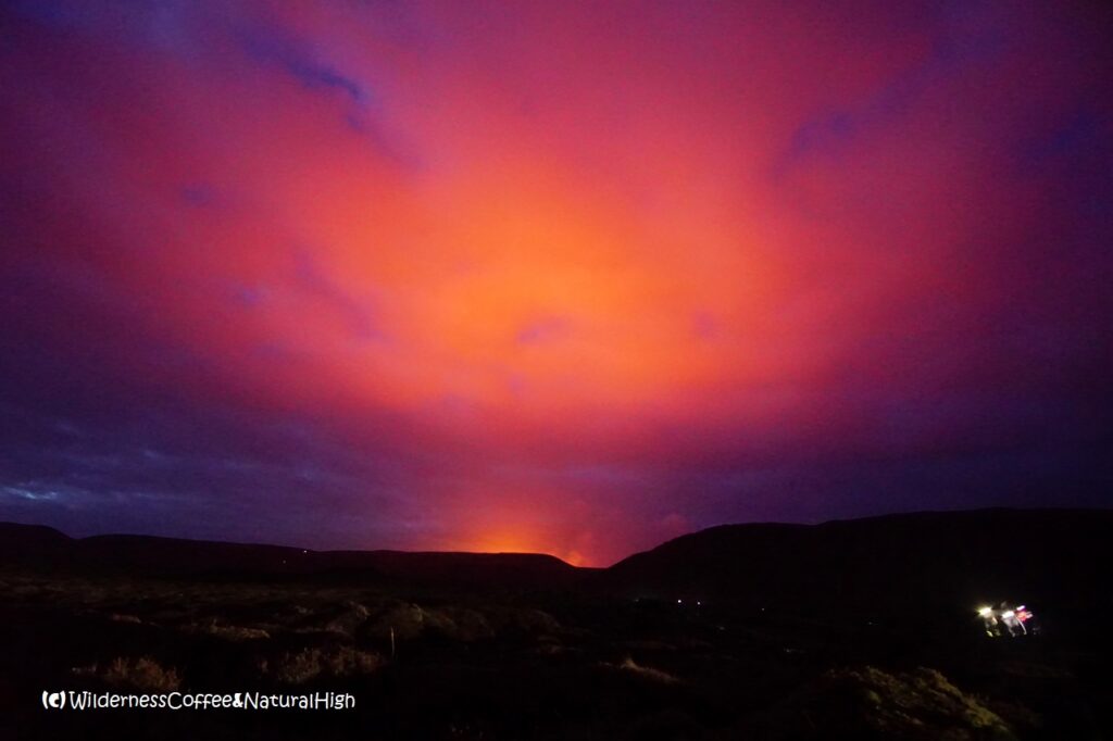 Fagradalsfjall eruption glow in the sky, Reykjanes, Iceland.