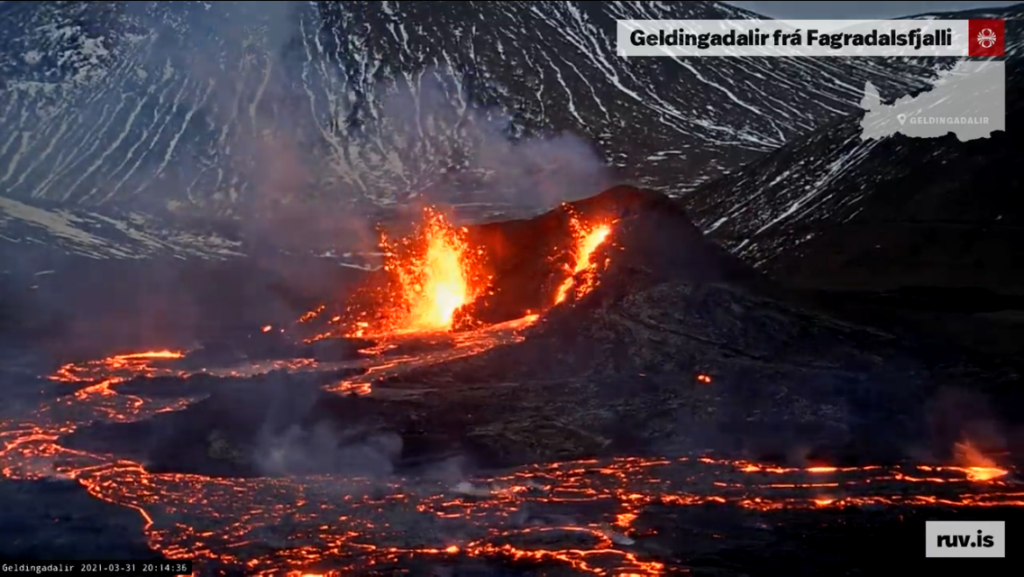 Geldingadalur volcano livestream, Iceland.
