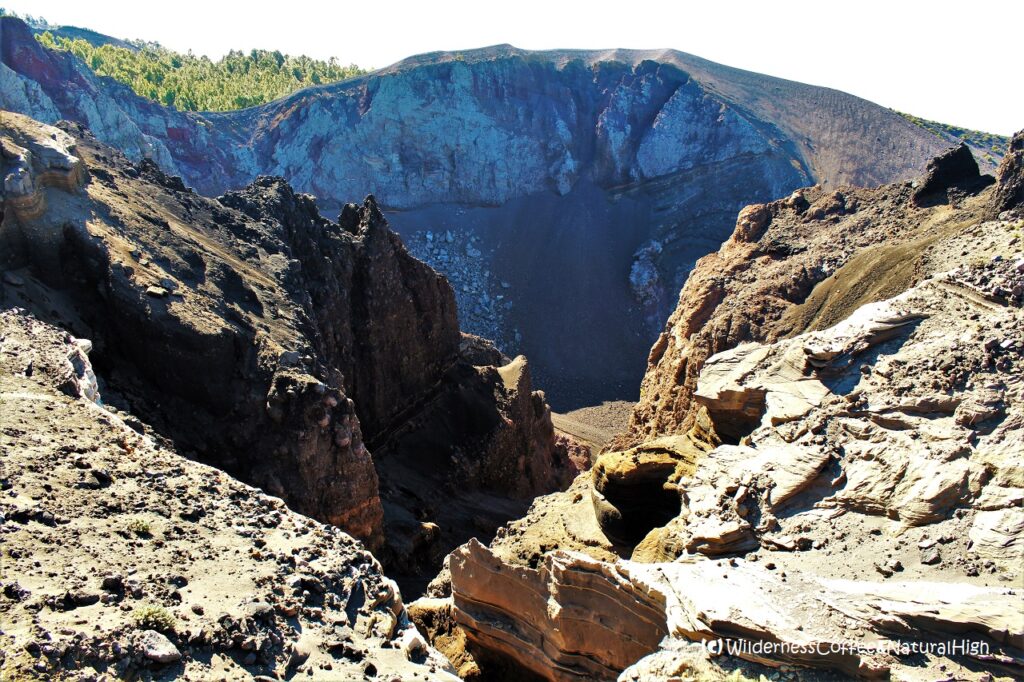 Hoyo Negro crater on the Cumbre Vieja volcanic ridge, La Palma, Canary Islands.