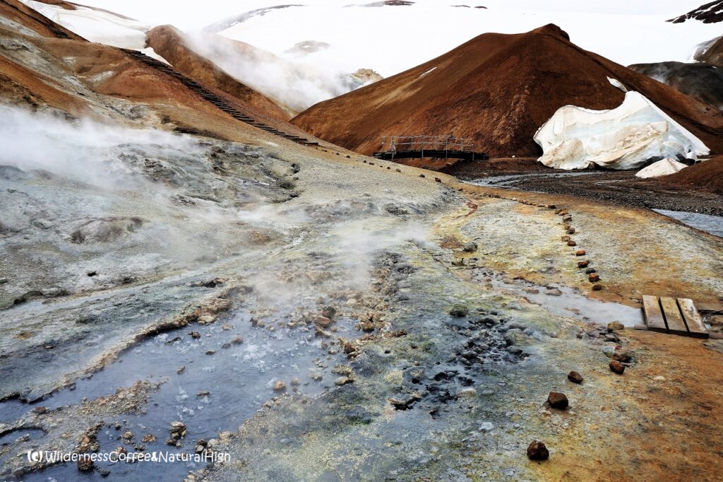 Boiling springs, Hveradalir hot spring valley, Kerlingarfjöll, Iceland.