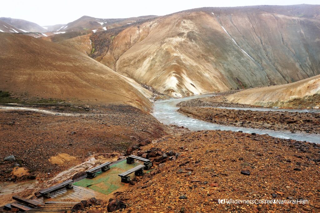 Picnic place in Hveradalir valley, Kerlingarfjöll, Iceland.