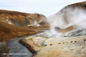 Steaming river, Hveradalir hot spring valley, Kerlingarfjöll, Iceland.