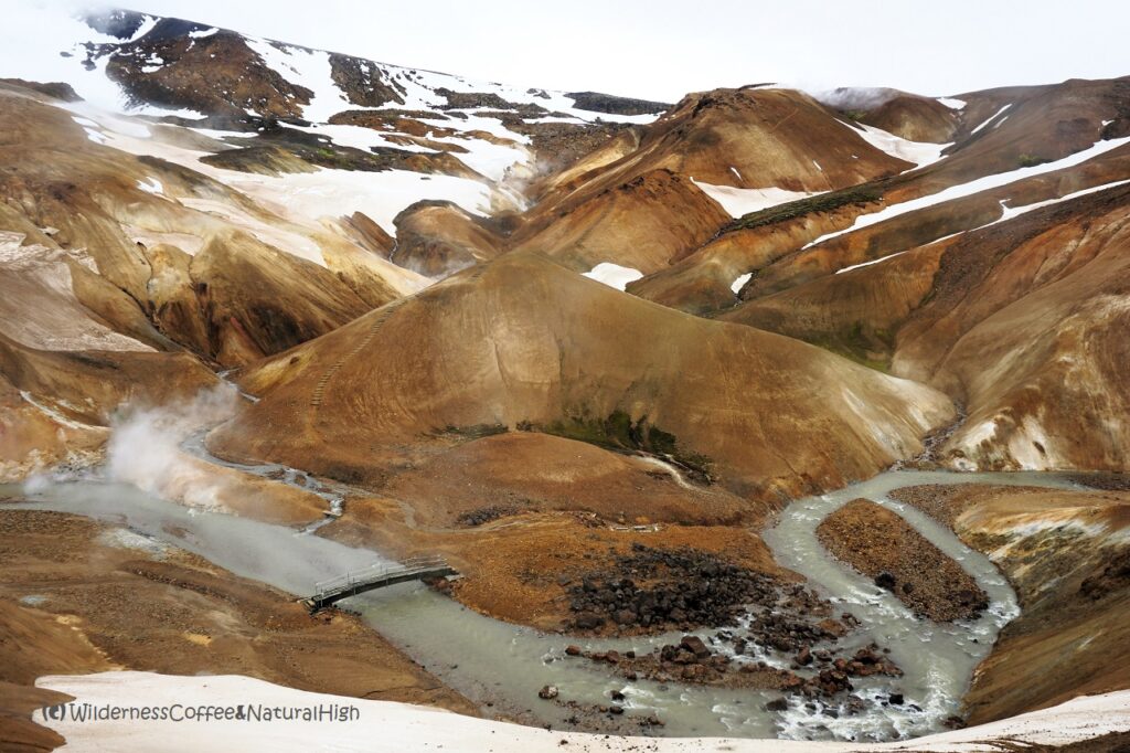 View from Neðri-Hveradalir into the geothermal valley, Kerlingarfjöll, Iceland.