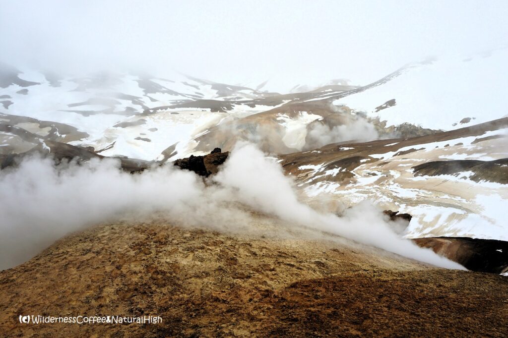 Steaming fumarole, Hveradalir geothermal valley, Kerlingarfjöll, Iceland.