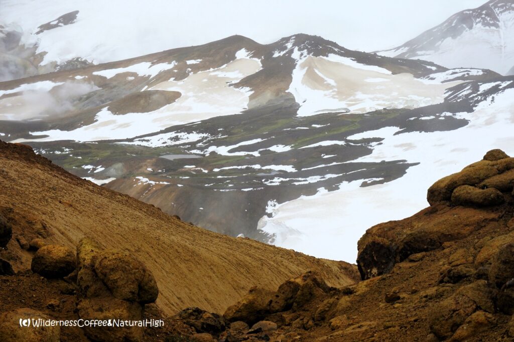 Surreal snowfields, Hveradalir valley, Kerlingarfjöll, Iceland.