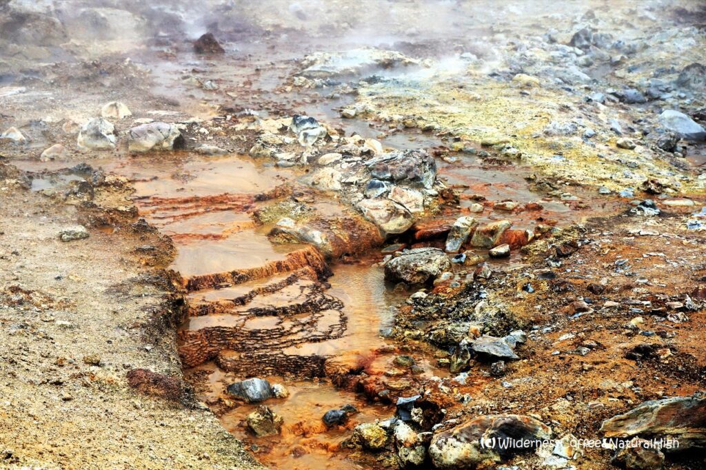 Geothermal mini-terraces, Hveradalir hot spring valley, Kerlingarfjöll, Iceland.