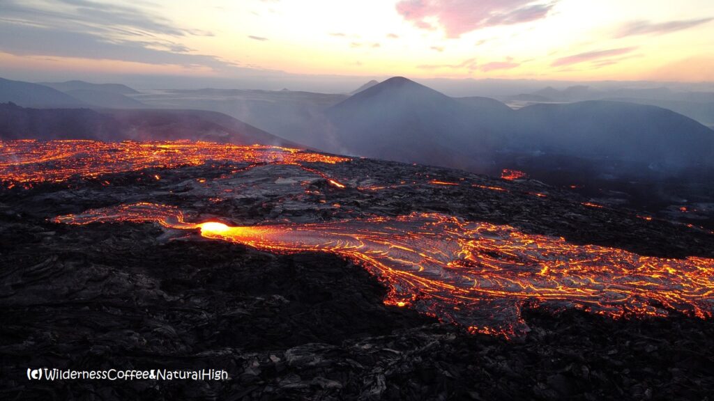 Lava flows in Meradalir from above, Fagradalsfjall, Iceland.