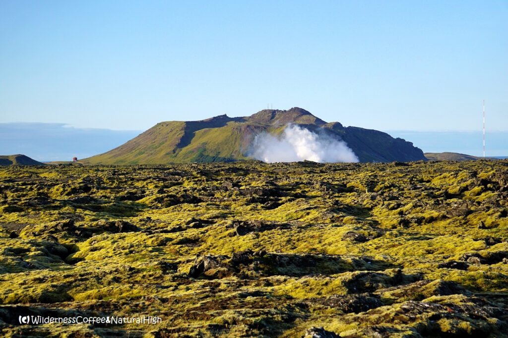 Mount Þorbjörn, steam and lava fields, Grindavík, Iceland.